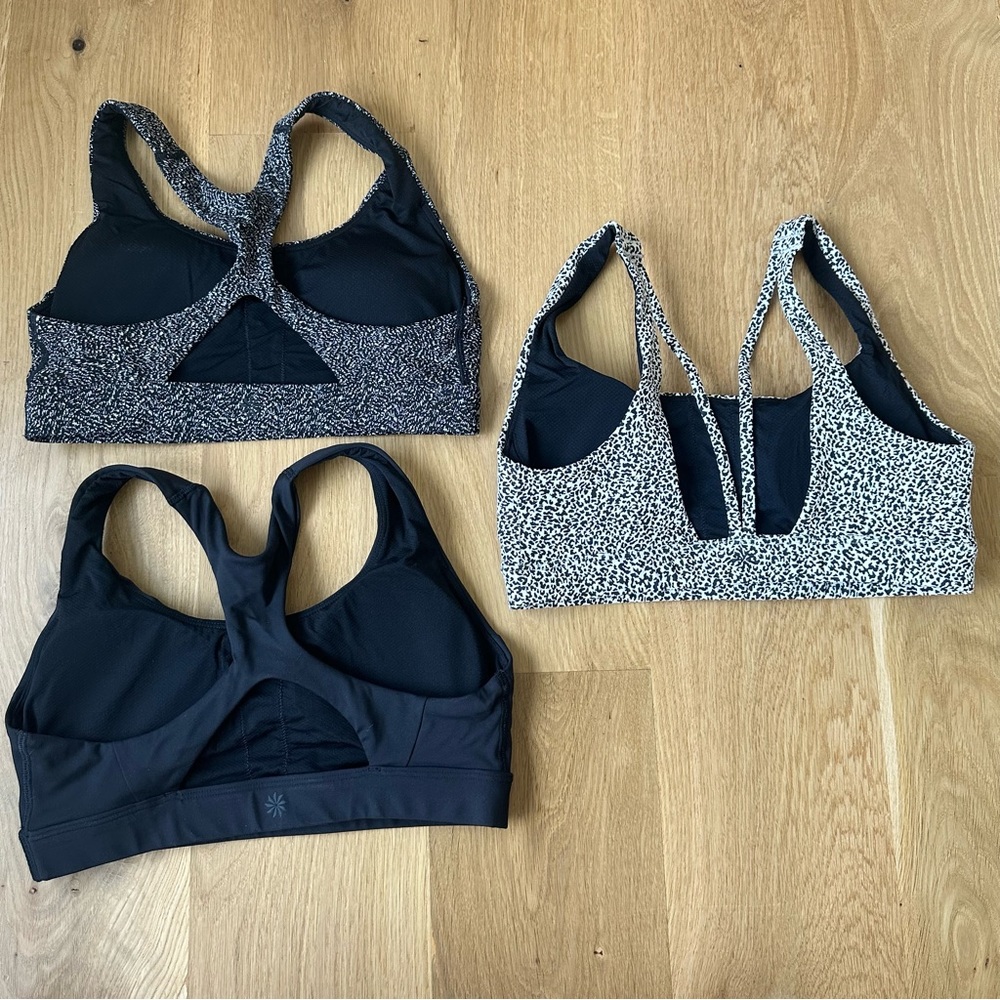 Athleta Sports Bras, set of 3 black and white sz Small
